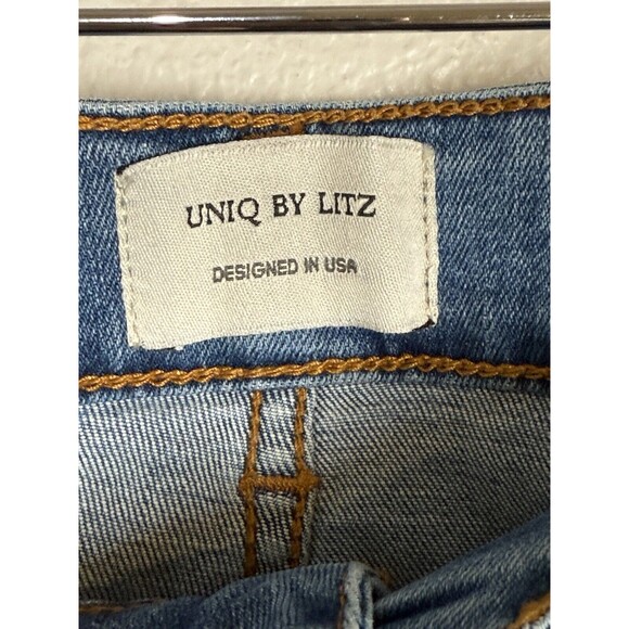 UNIQ BY LITZ High Rise Super Flare Bell Bottom Jeans Womens Size 27/5 Stretch - Picture 4 of 13